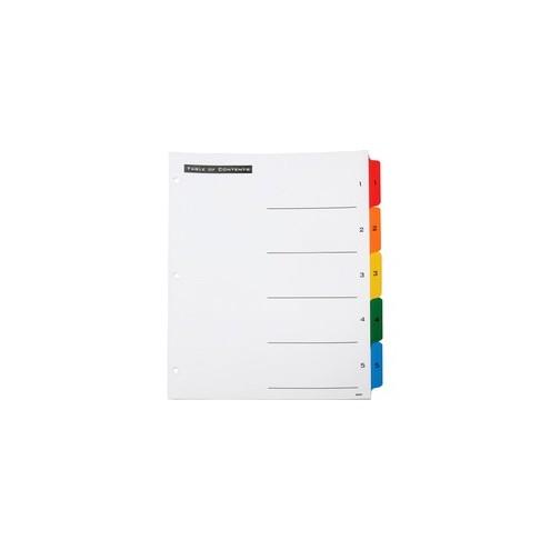 SKILCRAFT 3HP Preprinted 1-5 Table of Cont Sheets - 5 x Divider(s) - Printed Tab(s) - Digit - 1-5 - Letter - 8 1/2" Width x 11" Length - 3 Hole Punched - Paper Divider - Assorted Paper Tab(s) - 1 Set