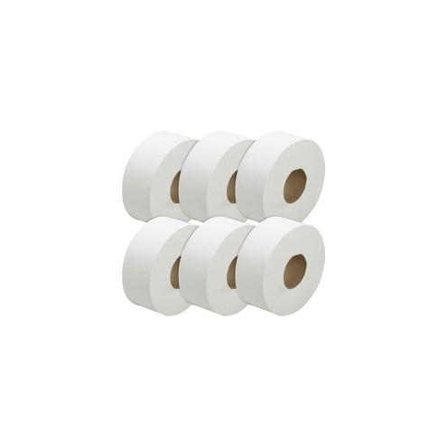 SKILCRAFT Jumbo Roll Toilet Tissue - 1 Ply - 3.50" x 4000 ft - White - Fiber Paper - For Toilet, Restroom - 6 / Carton - TAA Compliant