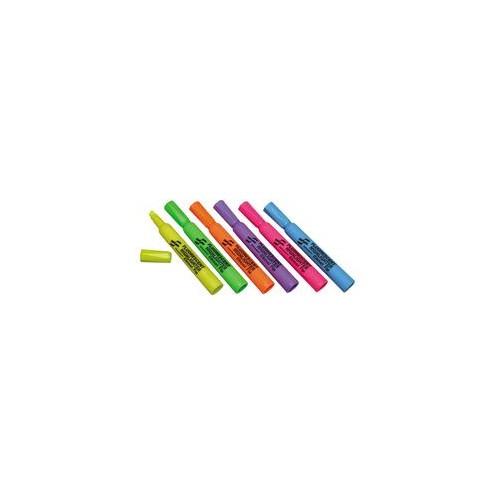 SKILCRAFT Chisel Tip Tube Type Highlighter - Chisel Marker Point Style - Yellow, Green, Blue, Orange, Purple, Pink - 6 / Set