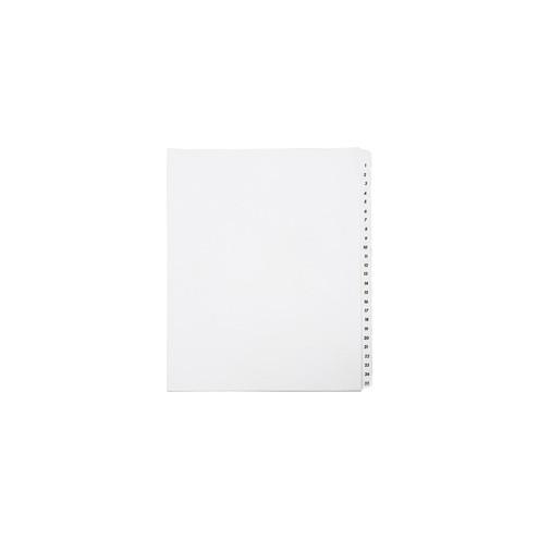 SKILCRAFT 1-25 Numeric Tab Divider Sheets - 25 Printed Tab(s) - Digit - 1-25 - 8.5" Divider Width x 11" Divider Length - Letter - White Divider - Clear Mylar Tab(s) - 1 Set