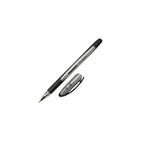 SKILCRAFT 100 Ballpoint Stick Pen - Medium Pen Point - 1 mm Pen Point Size - Black - 1 Dozen