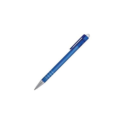 SKILCRAFT Rubberized Retractable Ballpoint Pen - Medium Pen Point - Retractable - Blue - Rubber Barrel - 12 / Dozen