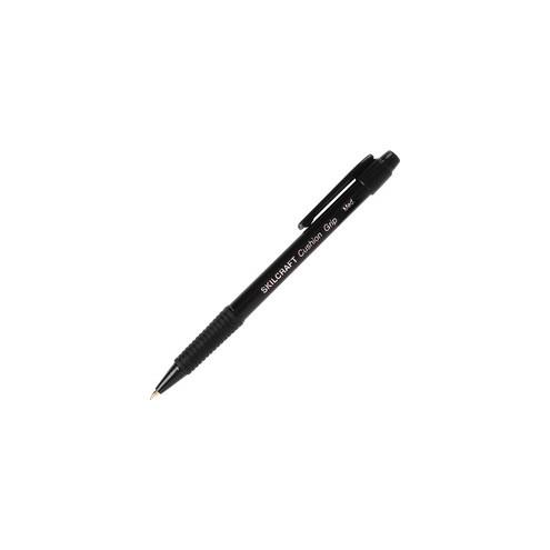 SKILCRAFT Retractable Cushion Grip Ballpoint Pen - Medium Pen Point - Refillable - Retractable - Black - 1 Dozen