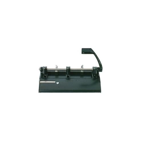 SKILCRAFT Adjustable Heavy-duty 3-Hole Punch - 3 Punch Head(s) - 28 Sheet Capacity - 9/32" Punch Size - Round Shape - Black