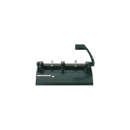 SKILCRAFT Adjustable Heavy-duty 3-Hole Punch - 3 Punch Head(s) - 28 Sheet Capacity - 2/5" Punch Size - Round Shape - Black