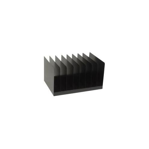 SKILCRAFT 8 Slot Vertical Desk Organizer - 8 Compartment(s) - 8" Height x 11" Width x 14.3" Depth - Desktop - Black - Steel - 1Each
