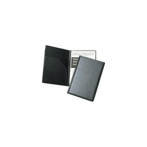 SKILCRAFT Steno Pad Holder - 6" x 9" Sheet Size - 80 Sheet Capacity - Internal Pocket(s) - Vinyl - Black - 1 Each