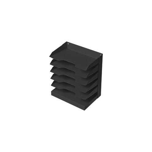 SKILCRAFT Horizontal Desktop Organizer - 6 Compartment(s) - 15" Height x 12" Width x 8.5" Depth - Desktop - Black - Steel - 1Each