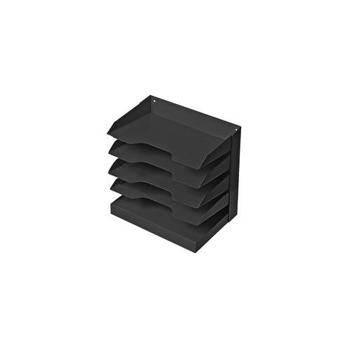SKILCRAFT Horizontal Desktop Organizer - 5 Compartment(s) - 12.5" Height x 12" Width x 8.5" Depth - Desktop - Black - Steel - 1Each