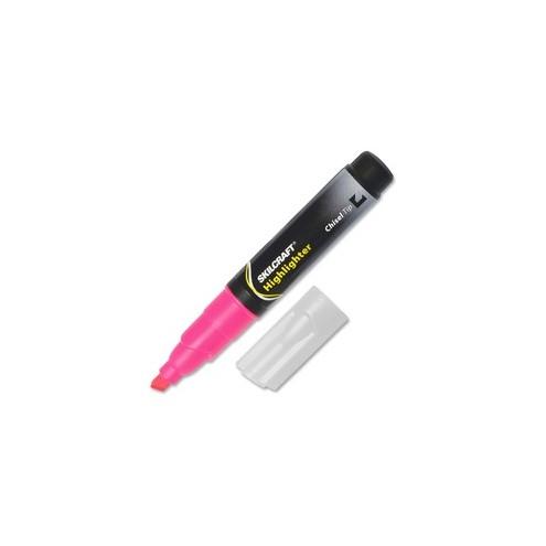 SKILCRAFT Chisel Tip Tube Type Highlighter - Bold Marker Point - Chisel Marker Point Style - Fluorescent Pink - 1 Dozen