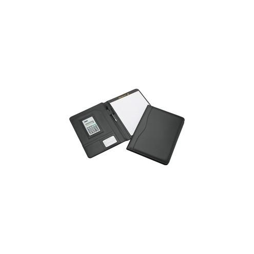 SKILCRAFT Portfolio with Solar Calculator - Letter - 8 1/2" x 11" Sheet Size - Internal Pocket(s) - Black - Recycled - 1 Each
