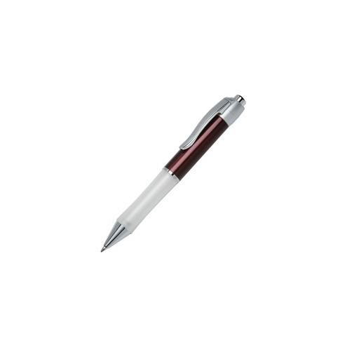 SKILCRAFT Executive Ergonomic Retractable Pen - Medium Pen Point - Refillable - Retractable - Black - Burgundy Barrel - 1 Each