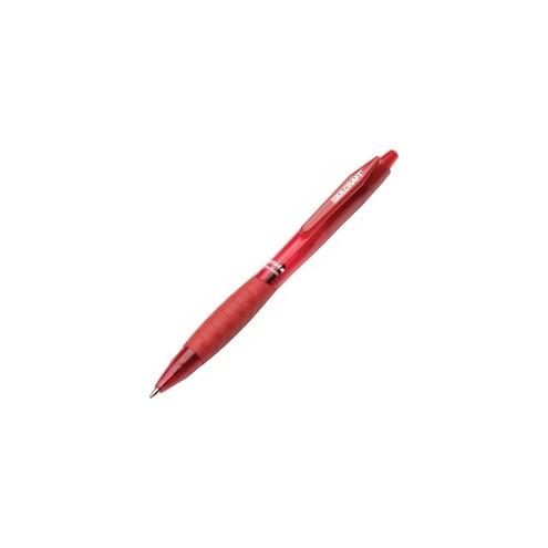 SKILCRAFT Retractable Vista Ballpoint Pen - Medium Pen Point - Refillable - Retractable - Red - Transparent Barrel - 12 / Dozen