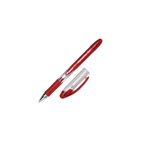 SKILCRAFT Alpha Elite Gel Pen - Medium Pen Point - Red Gel-based Ink - Clear Barrel - 12 / Dozen