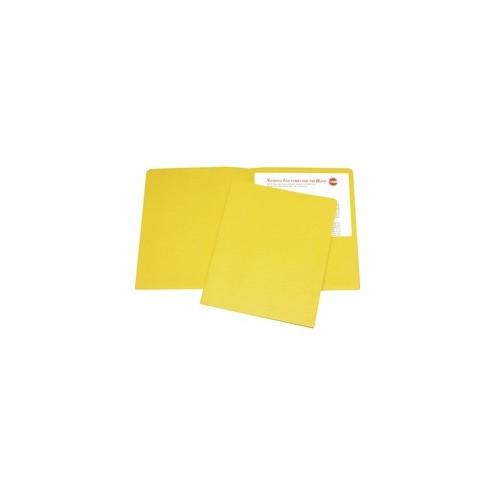 SKILCRAFT Double Pocket Portfolio - Letter - 8 1/2" x 11" Sheet Size - 43/64" Expansion - 2 Pocket(s) - LeatherGrain - Yellow - Recycled - 25 / Box