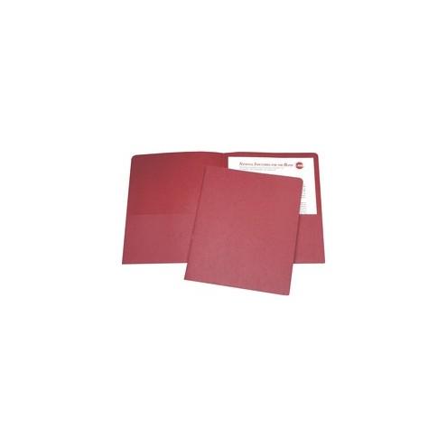 SKILCRAFT Double Pocket Portfolio - Letter - 8 1/2" x 11" Sheet Size - 43/64" Expansion - 2 Pocket(s) - LeatherGrain - Red - Recycled - 25 / Box