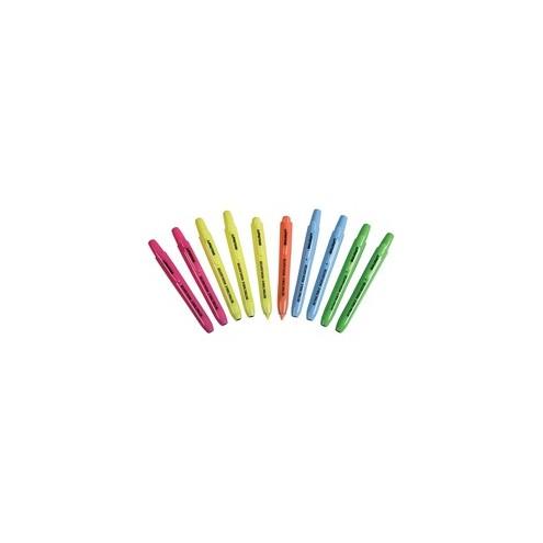 SKILCRAFT Retractable Highlighter - Medium, Fine Marker Point - Chisel Marker Point Style - Retractable - Yellow, Green, Blue, Pink, Orange - 10 / Set