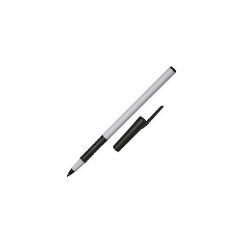 SKILCRAFT AlphaBasic Ballpoint Pen with Grip - Medium Pen Point - Black - White Barrel - 1 Dozen