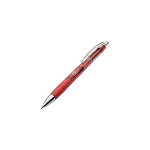 SKILCRAFT VISTA Gel Ink Pen - Medium Pen Point - 0.7 mm Pen Point Size - Refillable - Retractable - Red Gel-based Ink - Transparent, Red Barrel - 12 / Dozen