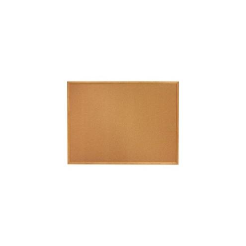 SKILCRAFT Bulletin Board - 18" x 24" - Cork Surface - Oak Frame