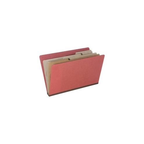 SKILCRAFT Eight Section Classification Folder - Legal - 8 1/2" x 14" Sheet Size - 3" Expansion - 1" Fastener Capacity - 3 Divider(s) - Kraft, Pressboard - Earth Red - Recycled - 10 / Pack