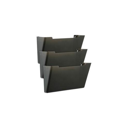 SKILCRAFT 7520-01-582-7277 Vertical Wall Hanging File - 14.9" Height x 13.3" Width x 4" Depth - Smoke - Polystyrene - 3 / Pack