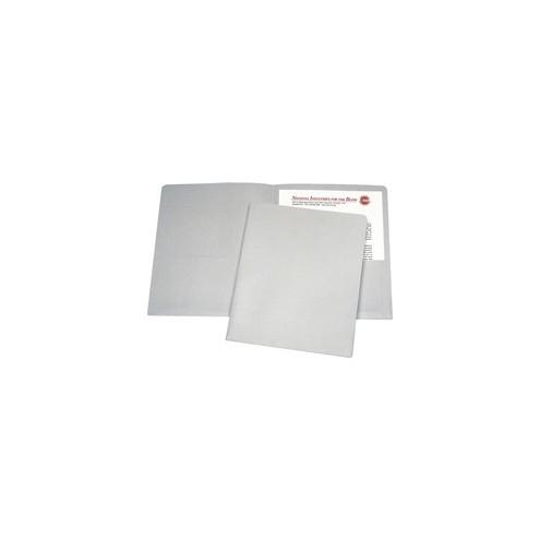 SKILCRAFT Double Pocket Portfolio - Letter - 8 1/2" x 11" Sheet Size - 3/8" Expansion - 2 Pocket(s) - LeatherGrain - Gray - Recycled - 25 / Box