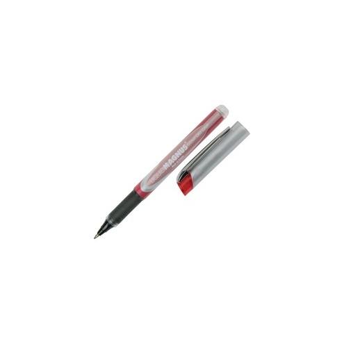 SKILCRAFT Liquid Magnus Grip Rollerball Pens - Micro Pen Point - 0.5 mm Pen Point Size - Red - 4 / Pack