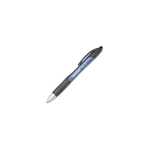 SKILCRAFT Glide Pro Retractable Ballpoint Pen - Medium Pen Point - 1 mm Pen Point Size - Retractable - Blue - Black, Blue Barrel - 6 / Pack