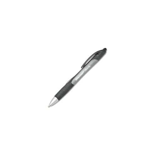 SKILCRAFT Glide Pro Retractable Ballpoint Pen - Medium Pen Point - 1 mm Pen Point Size - Retractable - Black - Gray, Black Barrel - 6 / Pack