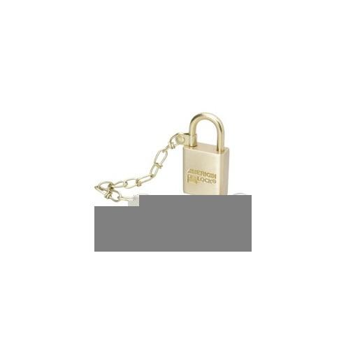 SKILCRAFT Solid Brass Case Padlock with Chain - Keyed Different - Solid Brass - Brass - 5 / Set