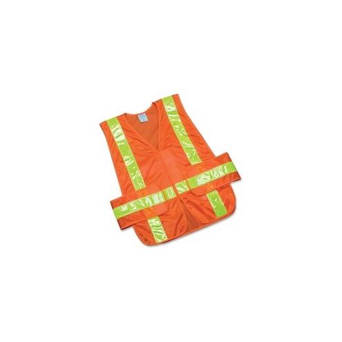 SKILCRAFT 360-degree Visibility Safety Vest - Reflective Strip, Washable, Hook & Loop Closure, Lightweight, Breathable - Universal Size - Polyester Mesh - Orange, Yellow - 1 Each