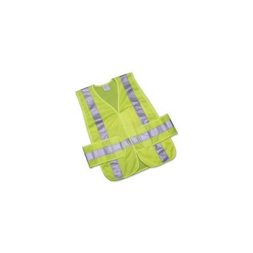 SKILCRAFT 360-degree Visibility Safety Vest - Reflective Strip, Washable, Breathable, Lightweight, Hook & Loop Closure - Universal Size - Polyester Mesh - Lime, Lime Silver - 1 Each