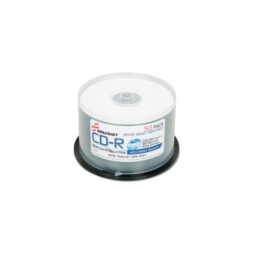 SKILCRAFT CD Recordable Media - CD-R - 52x - 700 MB - 50 Pack Spindle - 120mm - Printable - Inkjet Printable - 1.33 Hour Maximum Recording Time