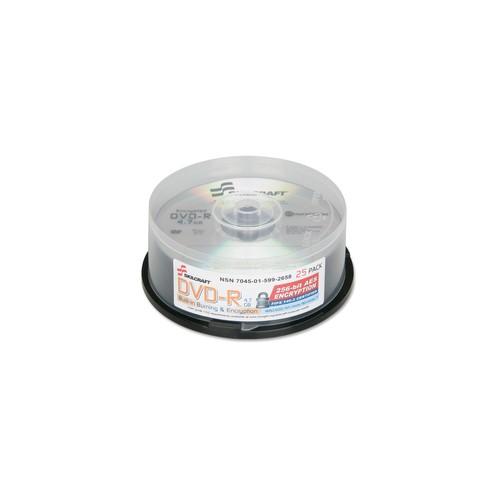 SKILCRAFT DVD Recordable Media - DVD-R - 8x - 4.70 GB - 25 Pack Spindle - 120mm - 2 Hour Maximum Recording Time