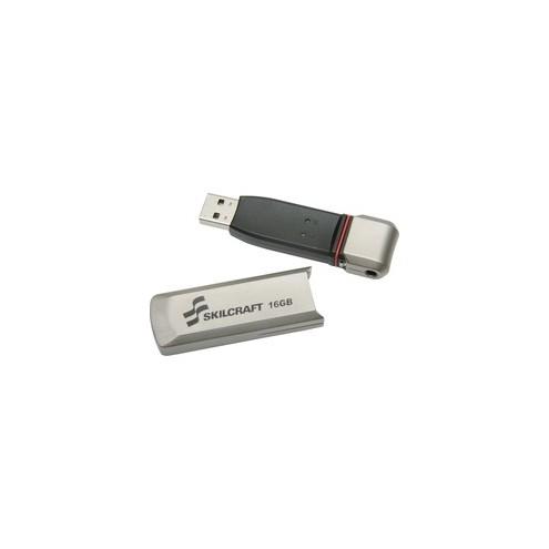 SKILCRAFT 10-key PIN-pad USB Flash Drive - 16 GB - USB 2.0 - Silver - 5 Year Warranty