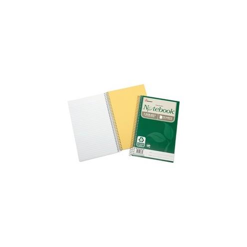 SKILCRAFT Three-subject Spiral Notebook - 150 Sheets - Wire Bound - 17 lb Basis Weight - 6" x 9 1/2" - White Paper - Subject, Chlorine-free, Acid-free, Archival, Divider - Recycled - 3 / Pack