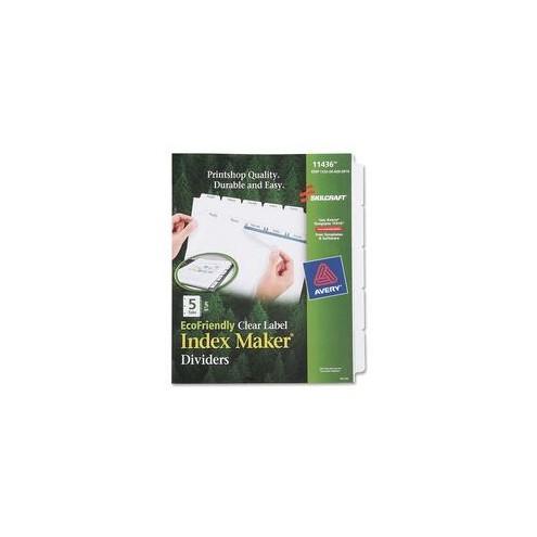 SKILCRAFT 5-tab Index Maker Dividers - 5 Print-on Tab(s) - 8.5" Divider Width x 11" Divider Length - Letter - White Divider - 1 Set