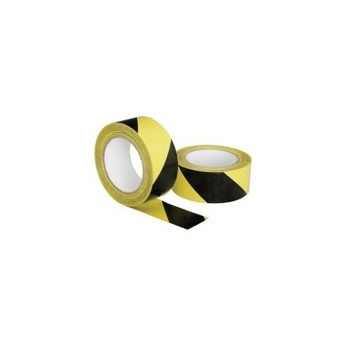 SKILCRAFT Floor Safety Striped Marking Tape - 36 yd Length x 2" Width - 3" Core - Plastic, Vinyl - Rubber Backing - 1 Roll - Yellow, Yellow