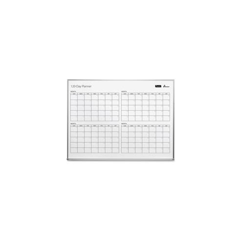 SKILCRAFT 4-Month Dry Erase Calendar Board - Monthly, Daily - 4 Month - Aluminum - Aluminum - 48" Height x 36" Width - Durable, Dry Erase Surface - 1 Each