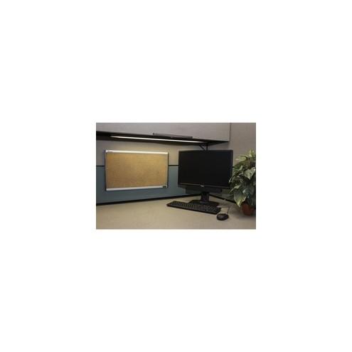 SKILCRAFT Cork Cubicle Bulletin Board - 14" Height x 24" Width - Tan Cork Surface - Self-healing, Flexible - Satin Anodized Aluminum Frame - 1 Each
