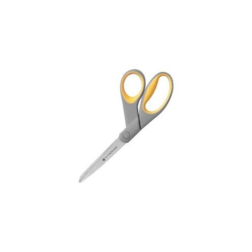 SKILCRAFT Titanium 8" Bent Scissors - Bent - Titanium - Gray/Yellow - 1 Each