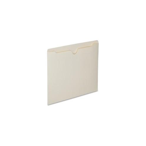 SKILCRAFT Double-ply Tab Flat Manila File Jackets - Letter - 8 1/2" x 11" Sheet Size - Straight Tab Cut - 11 pt. Folder Thickness - Manila - Manila - Recycled - 100 / Box