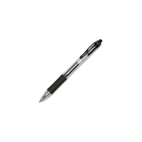 SKILCRAFT Zebra Fine Point Retractable Gel Pen - Fine Pen Point - Retractable - Black Gel-based Ink - Clear, Black Barrel - 12 / Dozen