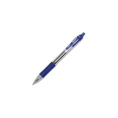 SKILCRAFT Zebra Fine Point Retractable Gel Pen - Fine Pen Point - Retractable - Blue Gel-based Ink - Clear, Blue Barrel - 12 / Dozen