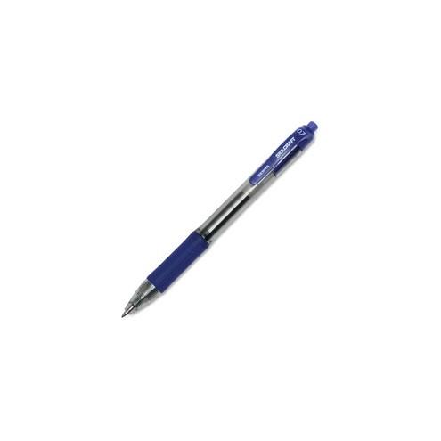 SKILCRAFT Zebra Medium Point Retractable Gel Pen - Medium Pen Point - Retractable - Black Gel-based Ink - Clear, Blue Barrel - 12 / Dozen