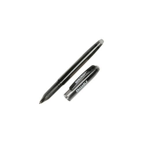 SKILCRAFT Erasable Stick Pen - 0.5 mm Pen Point Size - Black Gel-based Ink - Translucent Barrel - 1 Dozen