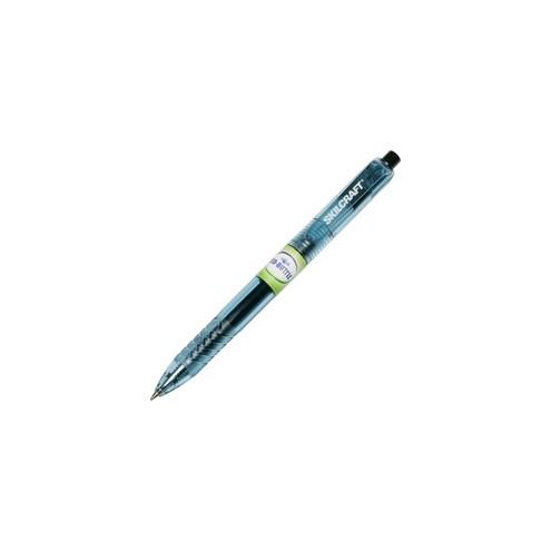 SKILCRAFT Recycled Retractable Gel Pen - 0.7 mm Pen Point Size - Retractable - Black Gel-based Ink - Transparent Barrel - 1 Dozen