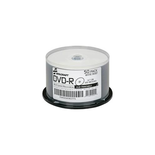 SKILCRAFT DVD Recordable Media - DVD-R - 16x - 4.70 GB - 50 Pack Spindle - TAA Compliant - 120mm - Printable - Inkjet Printable - 2 Hour Maximum Recording Time