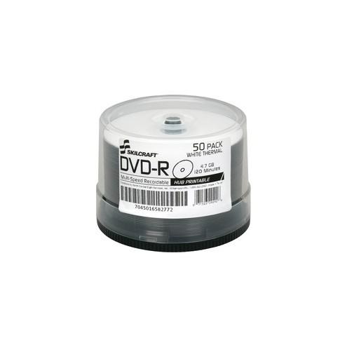 SKILCRAFT DVD Recordable Media - DVD-R - 16x - 4.70 GB - 50 Pack Spindle - TAA Compliant - 120mm - Printable - Laser Printable - 2 Hour Maximum Recording Time